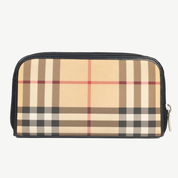 Burberry House-Check Leather-Trim Long Zip Wallet - Picture 4 of 9